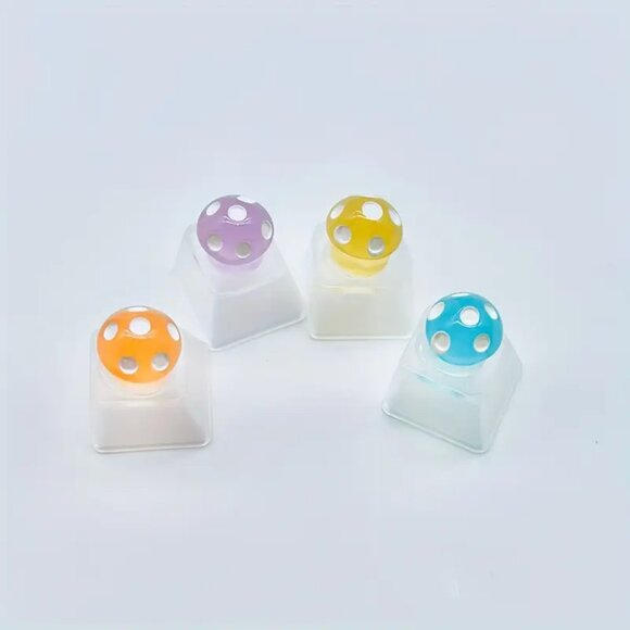4pcs Cute Mushroom Keycaps, Mechanical Keyboard Decoration, ABS Resin, OEM - Picture 5 of 7